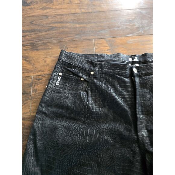 Vintage Guess Jeans Men 42 x 32 Black Embossed Crocodile Skin Pants Straight - Picture 3 of 14